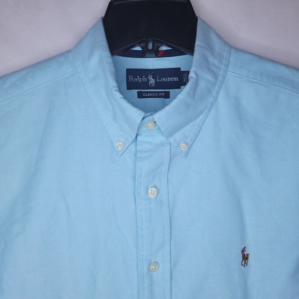 Ralph Lauren Shirt Mens Large Light Blue Pony Classic Fit